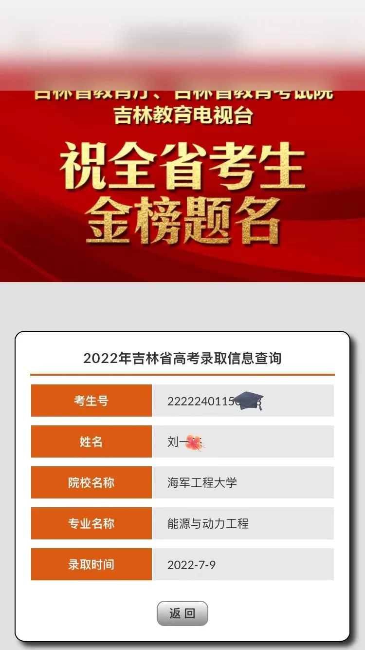 海军工程大学录取喜报